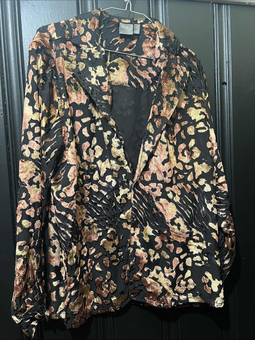ASOS Metallic Leopard-Print Blazer in Black, Gold & Copper